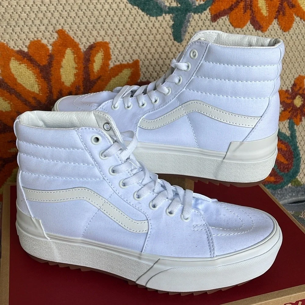 Vans WMNS Sk8-Hi Stacked (Canvas) True White VN0A4BTWL5R Platforms Sneakers NIB